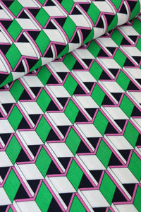 Green/Pink/Black Box Illusions Linen Cotton
