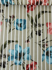 Load image into Gallery viewer, Broken Stripe Floral on Taupe Linen Cotton