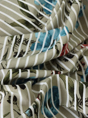 Load image into Gallery viewer, Broken Stripe Floral on Taupe Linen Cotton