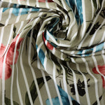 Load image into Gallery viewer, Broken Stripe Floral on Taupe Linen Cotton
