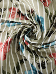 Load image into Gallery viewer, Broken Stripe Floral on Taupe Linen Cotton