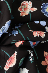 28IN REMNANT; Florist's Choice on Black Linen Cotton