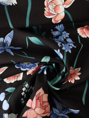 Load image into Gallery viewer, 28IN REMNANT; Florist's Choice on Black Linen Cotton