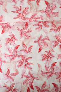 Pink & Red Cottage Floral on Ivory Linen Cotton