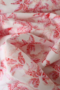 Pink & Red Cottage Floral on Ivory Linen Cotton