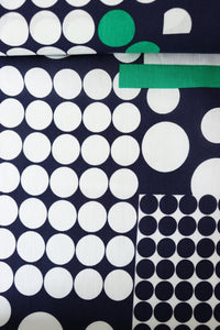 Navy & Emerald Mod Dot Linen Cotton