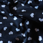 Load image into Gallery viewer, 2YD 12IN Hearts on Black Brushed Sweater Knit | Kayla's Destash
