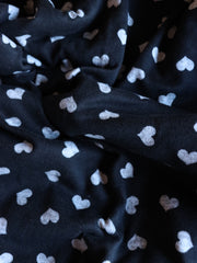 Load image into Gallery viewer, 2YD 12IN Hearts on Black Brushed Sweater Knit | Kayla's Destash