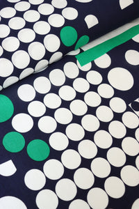 Navy & Emerald Mod Dot Linen Cotton