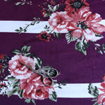 Load image into Gallery viewer, 3YD 12IN Striped Floral on Burgundy Double Brushed Poly | Kayla's Destash
