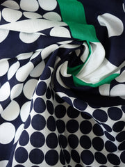 Load image into Gallery viewer, Navy &amp; Emerald Mod Dot Linen Cotton
