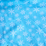 Load image into Gallery viewer, 2YD 30IN Snowflakes on Aqua Cotton Spandex Jersey | Kayla's Destash
