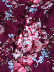 Load image into Gallery viewer, 2YD Floral on Burgundy Double Brushed Poly | Kayla's Destash