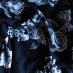 Load image into Gallery viewer, 1YD 34IN Monochrome Floral on Black Double Brushed Poly | Kayla's Destash
