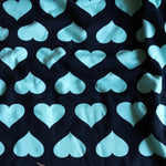 Load image into Gallery viewer, 1YD Mint Hearts on Black Double Brushed Poly Jersey | Kayla's Destash

