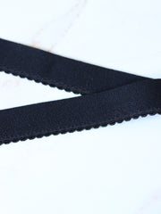 Load image into Gallery viewer, Black Plush Back Scallop Elastic
