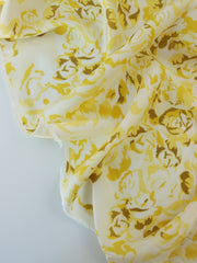 Load image into Gallery viewer, Shades of Gold Floral on Ivory Viscose Satin