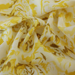 Load image into Gallery viewer, Shades of Gold Floral on Ivory Viscose Satin
