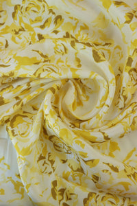 Shades of Gold Floral on Ivory Viscose Satin