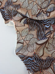 Load image into Gallery viewer, 2YD PRECUT; Groovy Foliage on Latte Viscose Satin