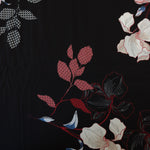 Load image into Gallery viewer, Textured Floral on Black Viscose Satin
