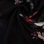 Load image into Gallery viewer, Textured Floral on Black Viscose Satin
