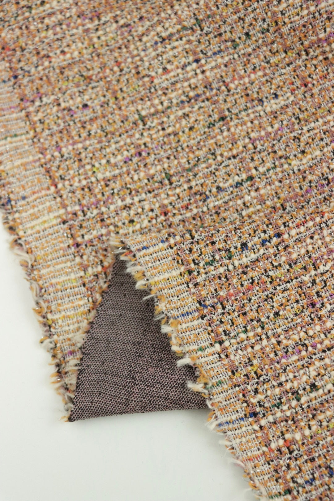 Peach/Ivory Tweed Boucle Jacquard Knit | Surge Fabric Shop