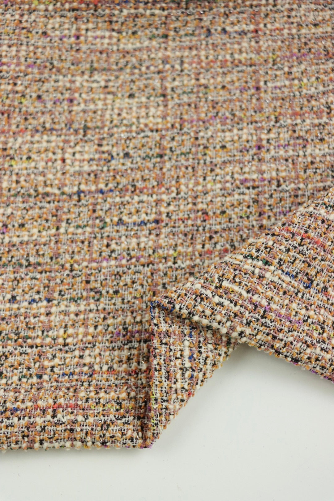 Peach/Ivory Tweed Boucle Jacquard Knit | Surge Fabric Shop