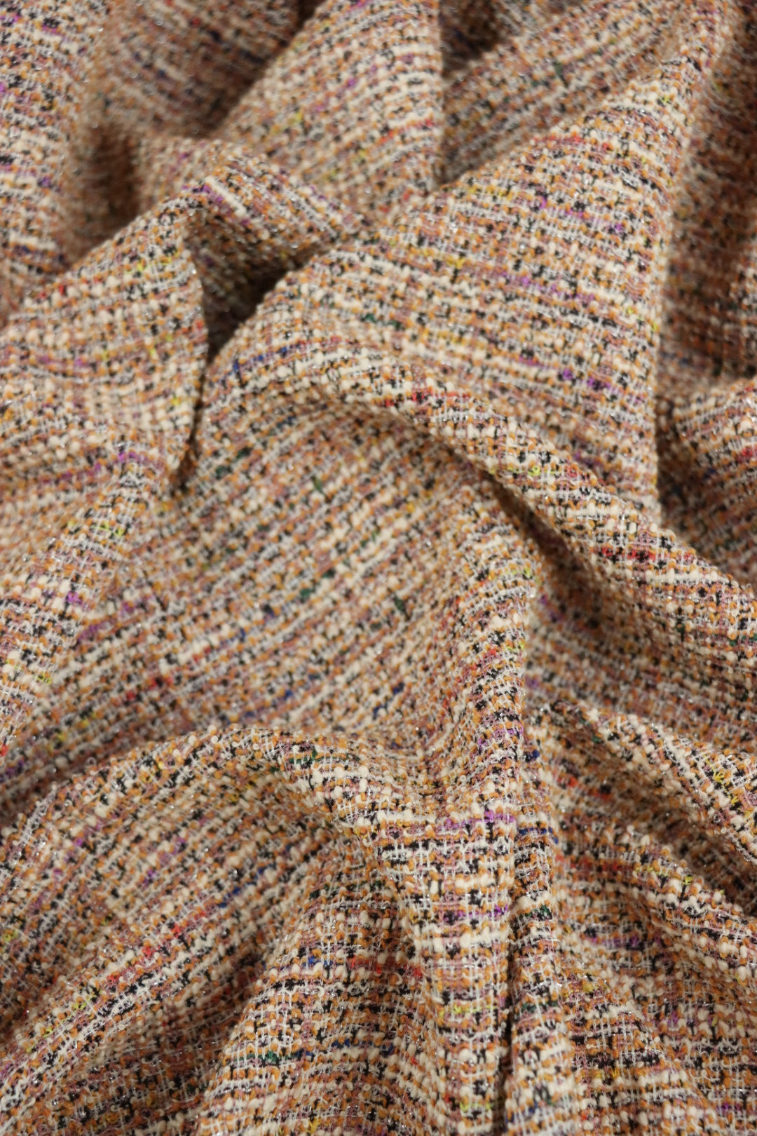 Peach/Ivory Tweed Boucle Jacquard Knit | Surge Fabric Shop
