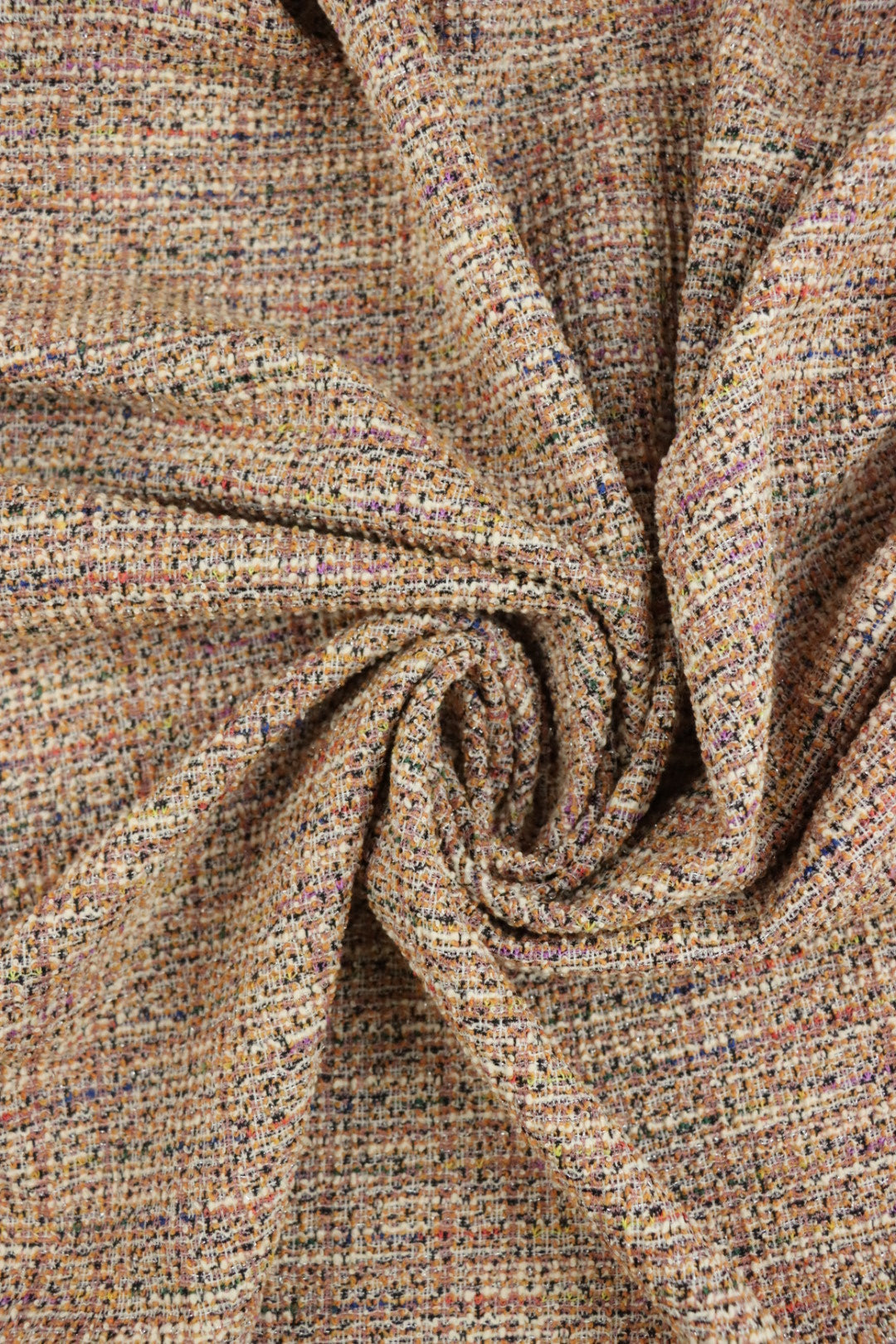 Peach/Ivory Tweed Boucle Jacquard Knit | Surge Fabric Shop