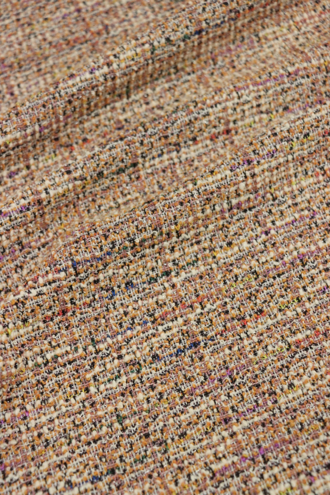 Peach/Ivory Tweed Boucle Jacquard Knit | Surge Fabric Shop