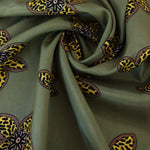 Load image into Gallery viewer, Squiggle Floral on Olive Viscose Satin
