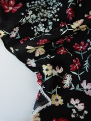 Load image into Gallery viewer, Lydia Floral on Black Viscose Satin