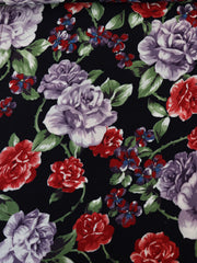 Load image into Gallery viewer, Monica Floral on Black Viscose Satin