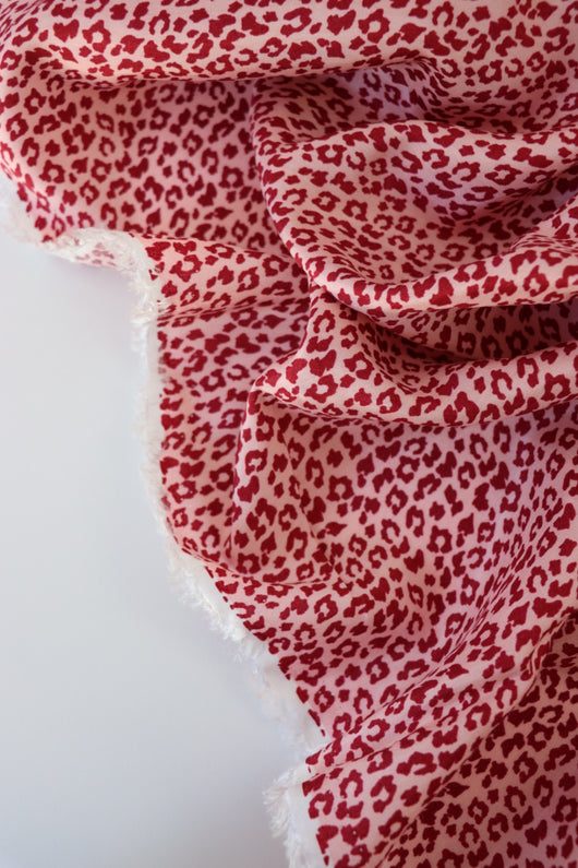 Mini Leopard on Rose Viscose Satin