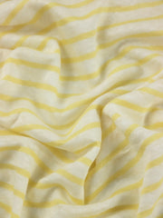 Load image into Gallery viewer, 1/4" Butter Yellow &amp; 5/8" White Yarn Dyed Stripe 100% Linen Knit | Made in Italy