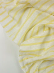 Load image into Gallery viewer, 1/4" Butter Yellow &amp; 5/8" White Yarn Dyed Stripe 100% Linen Knit | Made in Italy