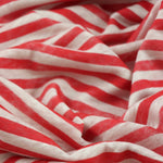 Load image into Gallery viewer, Red &amp; White Brushed Stripe 100% Linen Knit | Made in Italy
