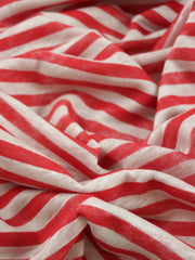 Load image into Gallery viewer, Red &amp; White Brushed Stripe 100% Linen Knit | Made in Italy