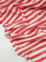 Load image into Gallery viewer, Red &amp; White Brushed Stripe 100% Linen Knit | Made in Italy
