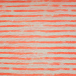 Load image into Gallery viewer, Neon Peach &amp; White Brushed Stripe 100% Linen Knit | Made in Italy
