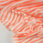 Load image into Gallery viewer, Neon Peach &amp; White Brushed Stripe 100% Linen Knit | Made in Italy
