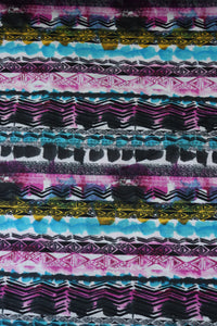 1YD 13IN REMNANT; Watercolor Geometric Abstract Stripe Spun Poly Jersey