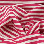 Load image into Gallery viewer, Raspberry &amp; White 3/8" Printed Stripe 100% Linen Knit | Made in Italy
