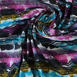 Load image into Gallery viewer, Watercolor Geometric Abstract Stripe Spun Poly Jersey
