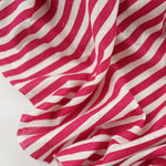 Load image into Gallery viewer, Raspberry &amp; White 3/8" Printed Stripe 100% Linen Knit | Made in Italy
