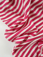 Load image into Gallery viewer, Raspberry &amp; White 3/8&quot; Printed Stripe 100% Linen Knit | Made in Italy
