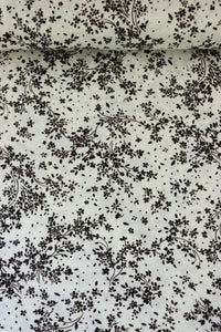 Dark Espresso Floral on Ivory Rayon Jersey