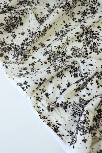 Dark Espresso Floral on Ivory Rayon Jersey