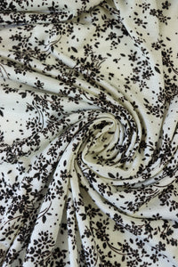 Dark Espresso Floral on Ivory Rayon Jersey